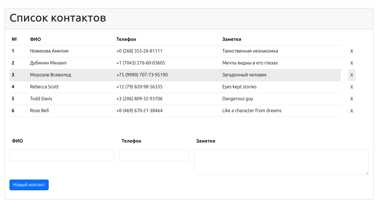 Скриншот запущенного приложения